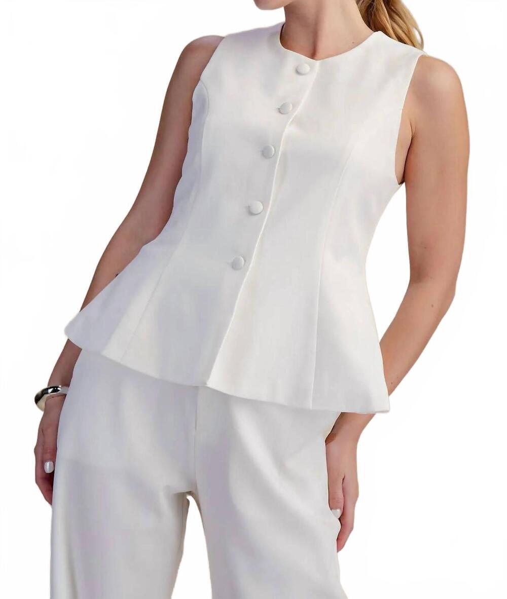 NEW GLAM peplum and proper button up top in white